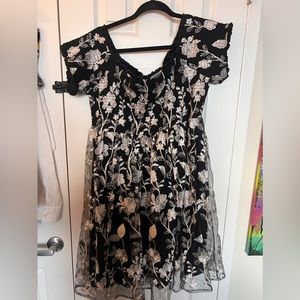 Mini Lace Smocked Off-shoulder Dress